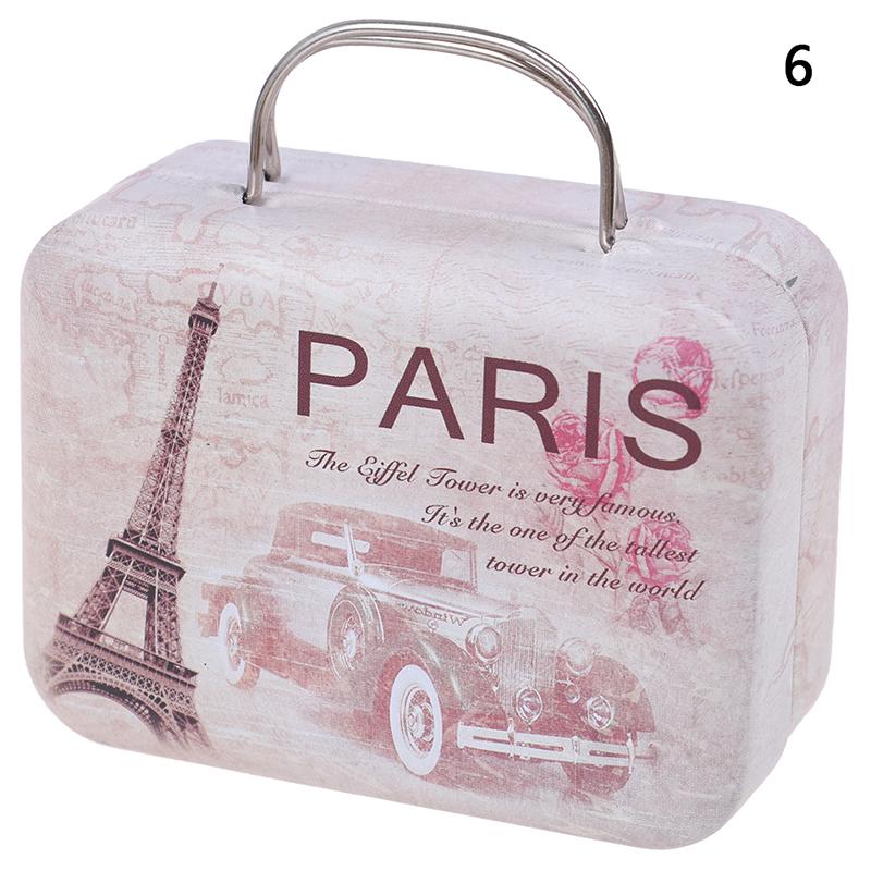 Lovely Cute Metal Mini Suitcase for Dolls Miniature Toys Trunk Dollhouse Decoration Small Clutch Jewellery Box Doll Handbag