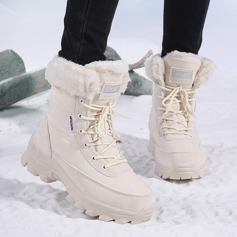 Outdoor winter non-slip velvet thickened warm cotton shoes women's winter northern travel skiing snow boots large size