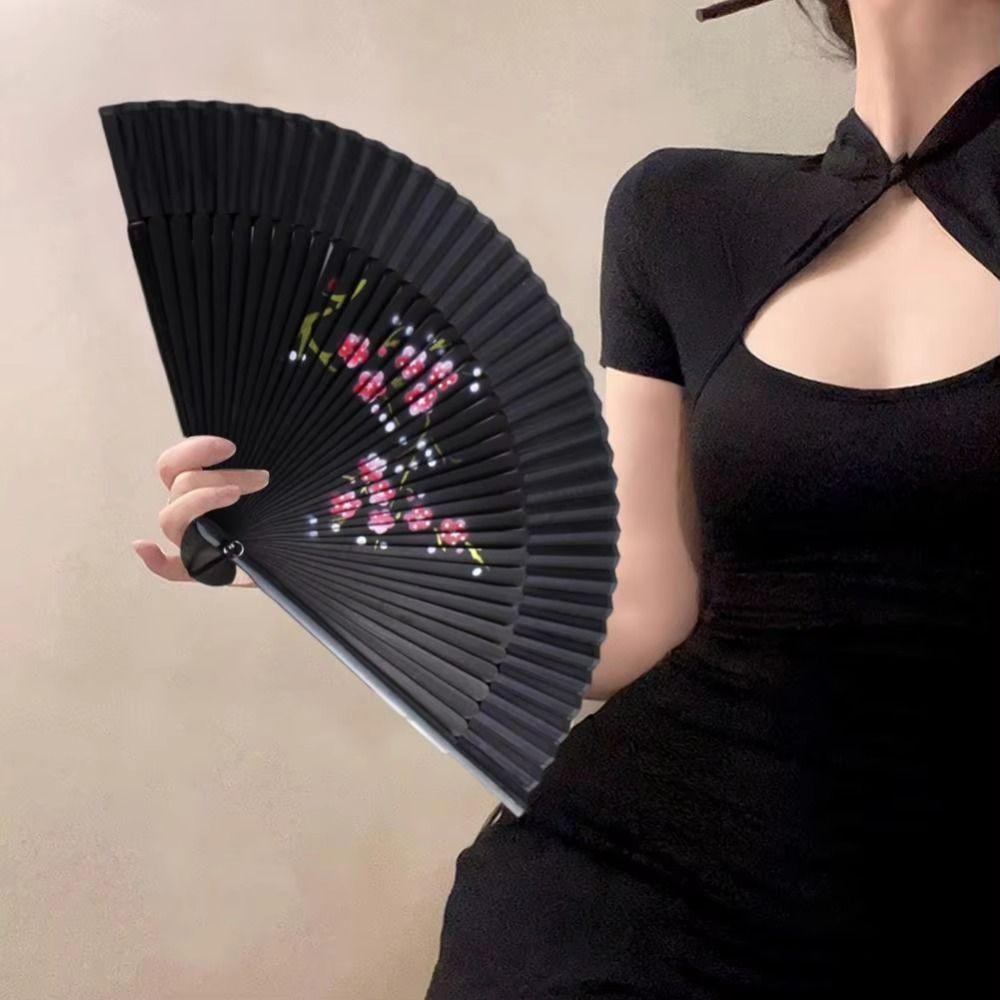 Portable Tassel Folding Fan Exquisite Kimono Fan Blossom Printing Folded Fan  Lady Dance Props