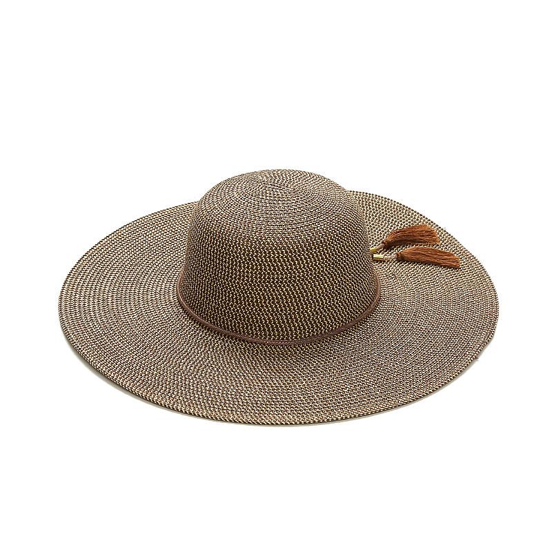 Manufacturer European and American beach travel vacation sunscreen big edge hat women's spring and summer new fringed beach sunshade straw hat