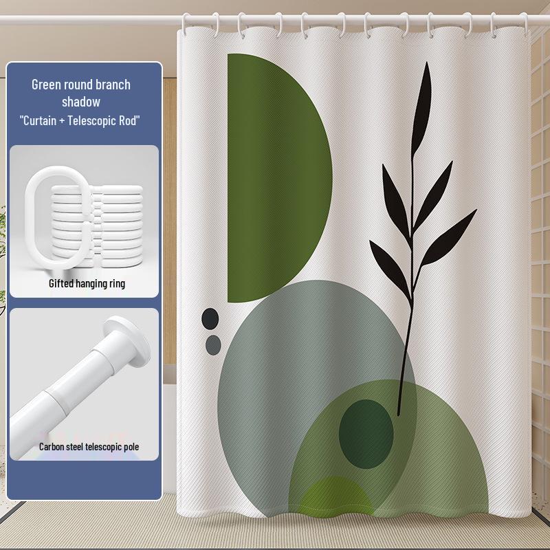 High-End Minimalist Floral Shower Curtain Set: Lazy-Style, Thickened, Waterproof, Mildew & Wrinkle Resistant.