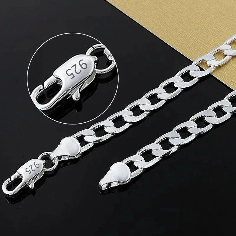 925 Silber Halskette für Männer Frauen 16/18/20/22/24 Zoll Klassische 6MM Schlangenkette Luxuriös Täglich Tragbar Partner Schmuck Geschenke