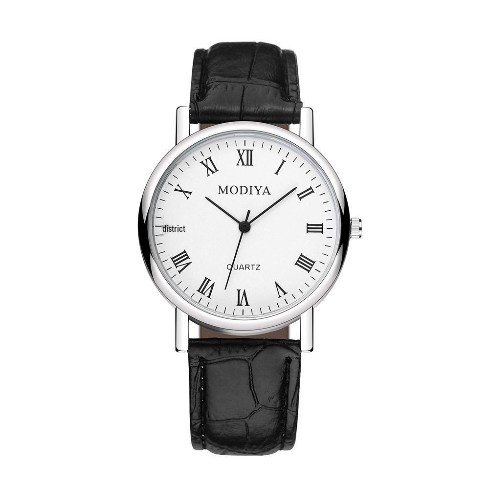 Men's High-End Quartz Watch with Leather Strap - Simple Design