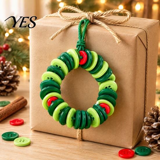 DIY Ornament Making Set Christmas Button Pendant Craft Kit for Kids Adults, Handmade Santa Hat/Bell/Gnome/Wreath Hanging Kindergarten Project