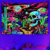 Skull Mushroom Wall Tapestry Blacklight Neon Aesthetic Room Decor Hanging Art for Bedroom Dorm Living Room Home Decor
