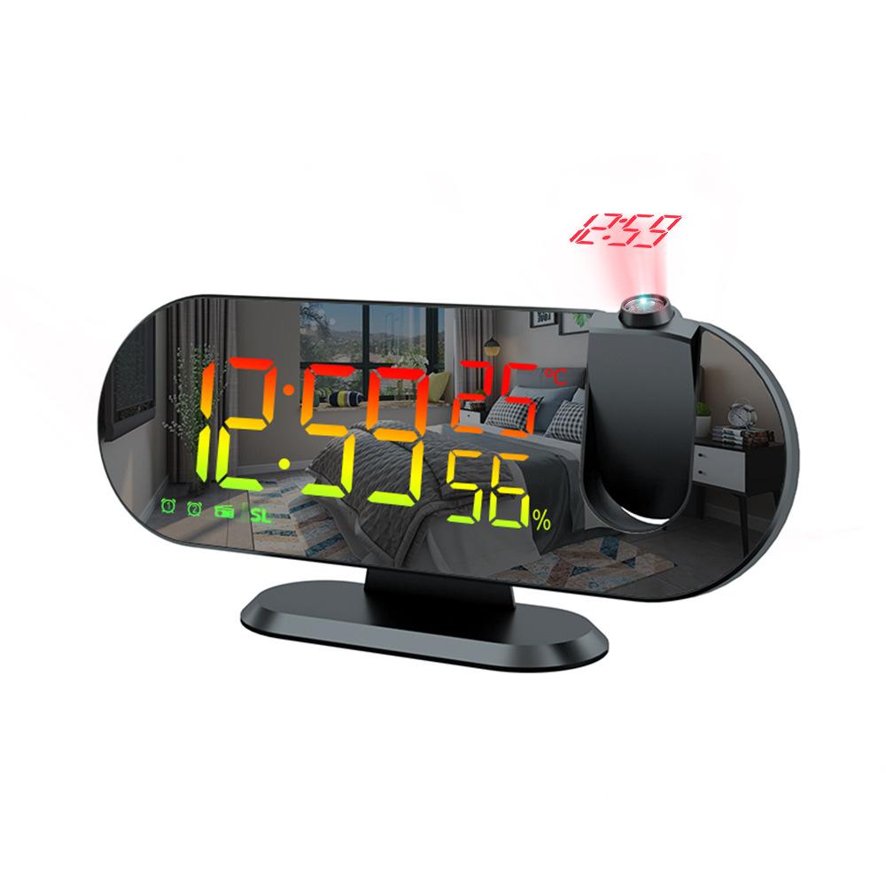 Multifunctional RGB Radio Projection Clock Creative LED Alarm Clock Temperature and Humidity Digital Projection Clock Mirror Electronic Clock
