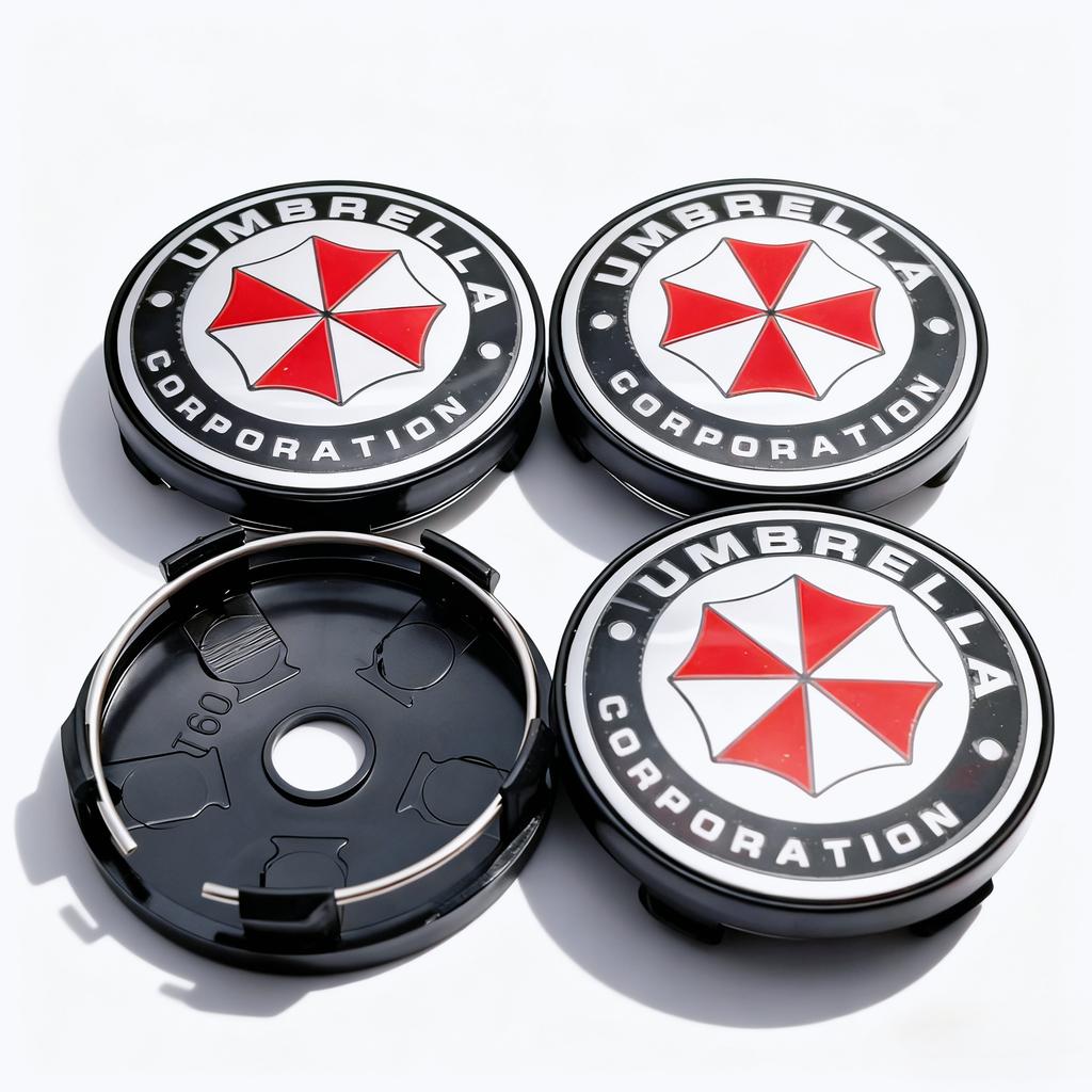 4pcs Umbrella Logo Emblem Badge Car Wheel Center Caps OD 60MM 56MM Wheels Hub Cap Rim Hubcaps Bust Cover Replace Car Accessories
