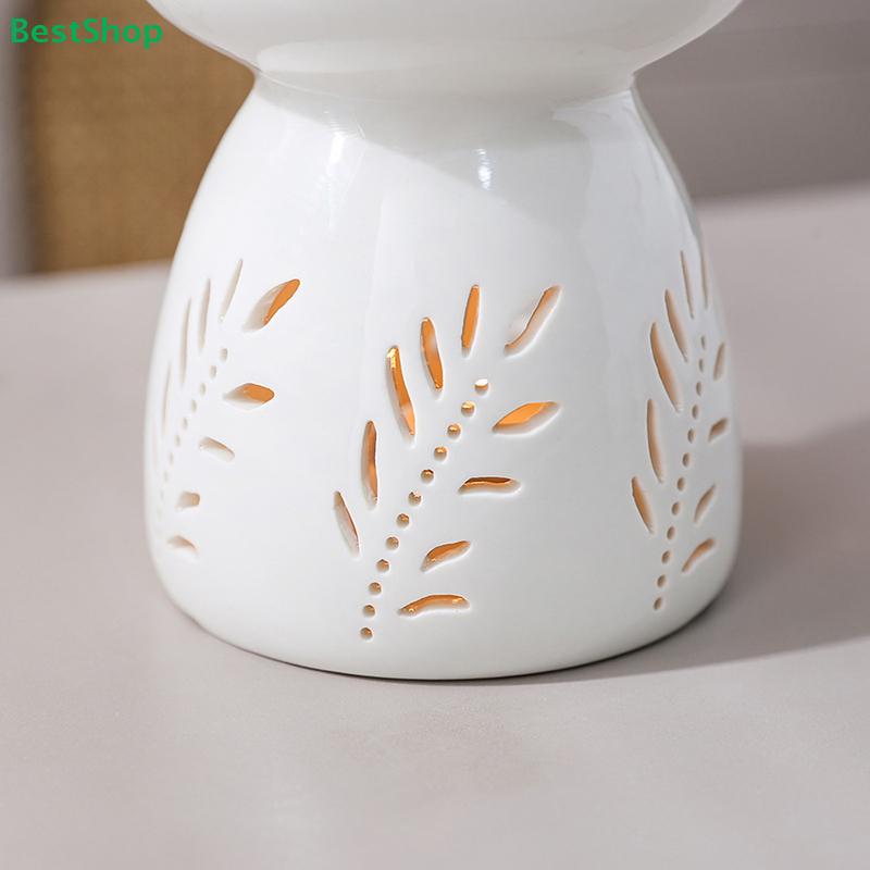 White Ceramic Aromatherapy Oil Burners - Hollow Out Flower/Leaf Design Wax Melt Warmers for Home Decor (Assorted Shapes)