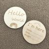 1Pieces Hello worldBaby Photography Props Wood Commemorative Wood Card Growth Milestone Wood Piece