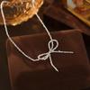Banyan Tree S925 Silver Bow Necklace - Exquisite Korean Clavicle Chain for Women