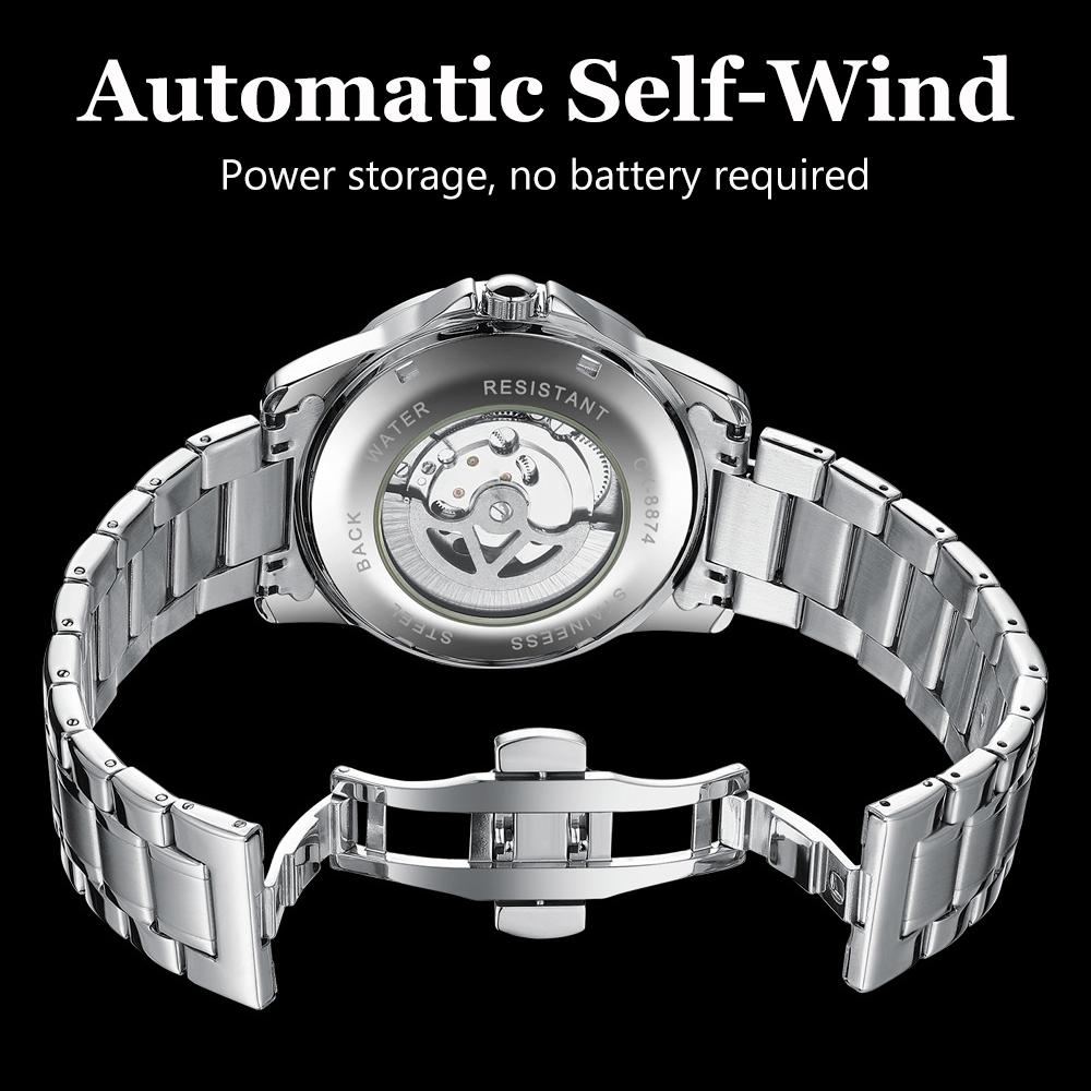 Men' s Watches Fashion Automatic Self- winding Mechanical Watch for Man Sapphire Mirror Moon Phase