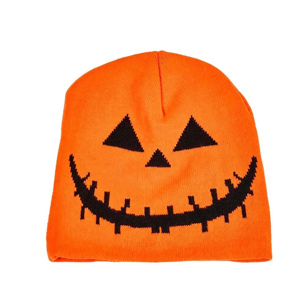 Pumpkin Orange Halloween Knitted Cap Knitted Fabric Hip Hop Skullcap Daily Commute