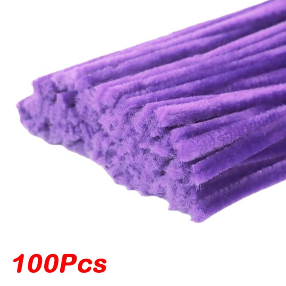 100/300/400Pcs Flexible Wire Pipe Cleaners Plush Plush Sticks  for Artificial Flower Making фиолетовый