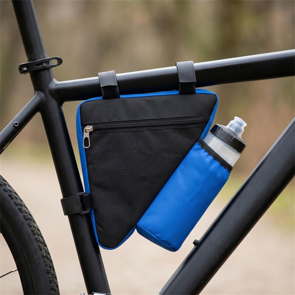 Bike Triangle Storage Bag with Water Bottle Pouch Rainproof Cycling Bag Bike Front Frame Tube Bags Accessories