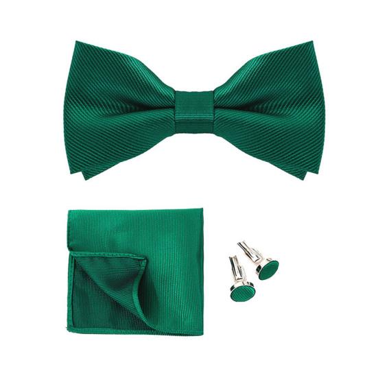 1 Set Men Bow Tie Kit Solid Color Bow Tie Kerchief Cufflinks Set Weddings Business Events Outfit Accessories