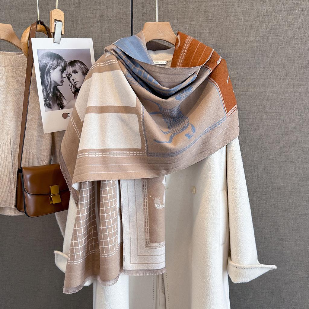 Women Cashmere Scarf New Autumn Winter Korean Thick Warm Scarves Horse Print Large Shawl Wrap Bufanda Poncho Echarpe Pashmina