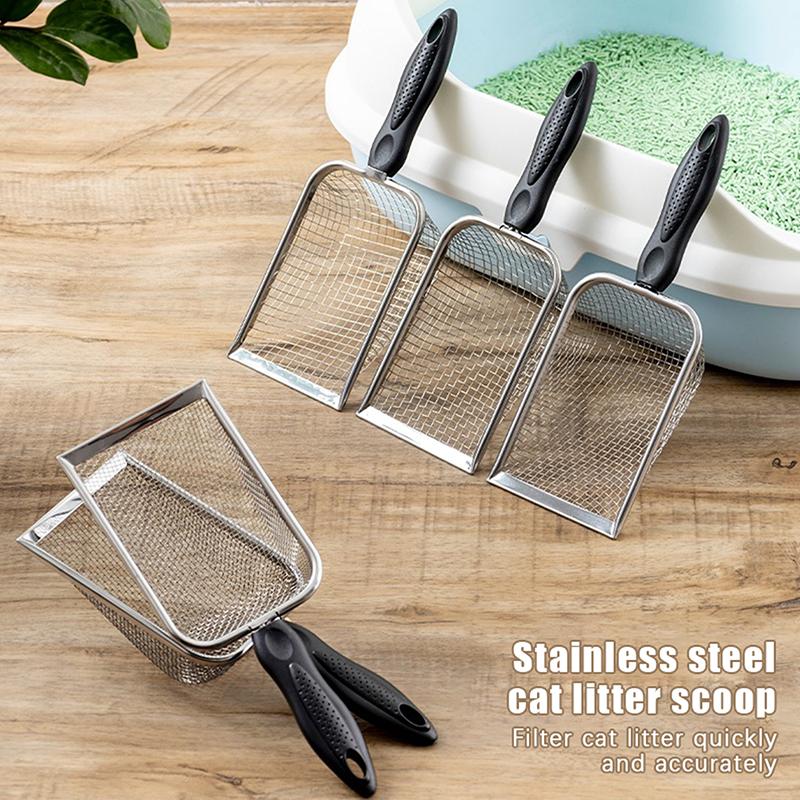 Durable Stainless Steel Litter Scooper - Ergonomic And Easy To Clean For Cats & Dogs, Heavy-Duty & Sleek Design 1Pc
