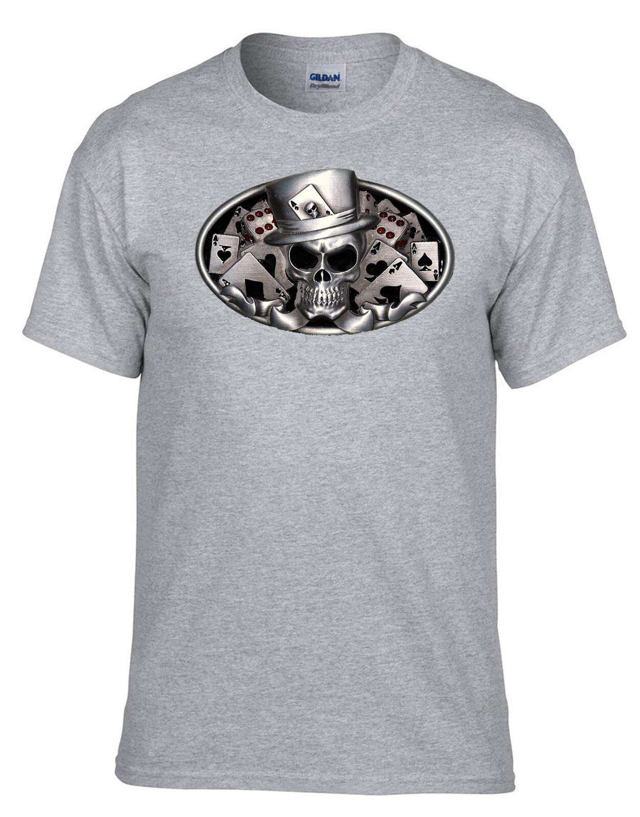 26 Skull Poker Skull Rockabilly Dice Cards Joker Grey T-Shirt -291_Grey- Unisex T-Shirt XXXXL