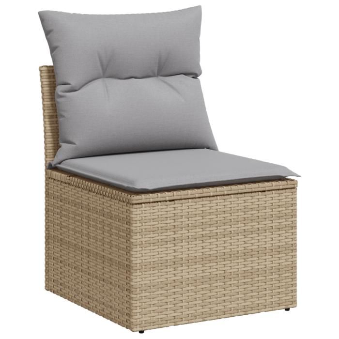 VidaXL Ensemble de Canapé de Jardin 8 Pièces avec Coussins Beige Poly Rotin 3345270