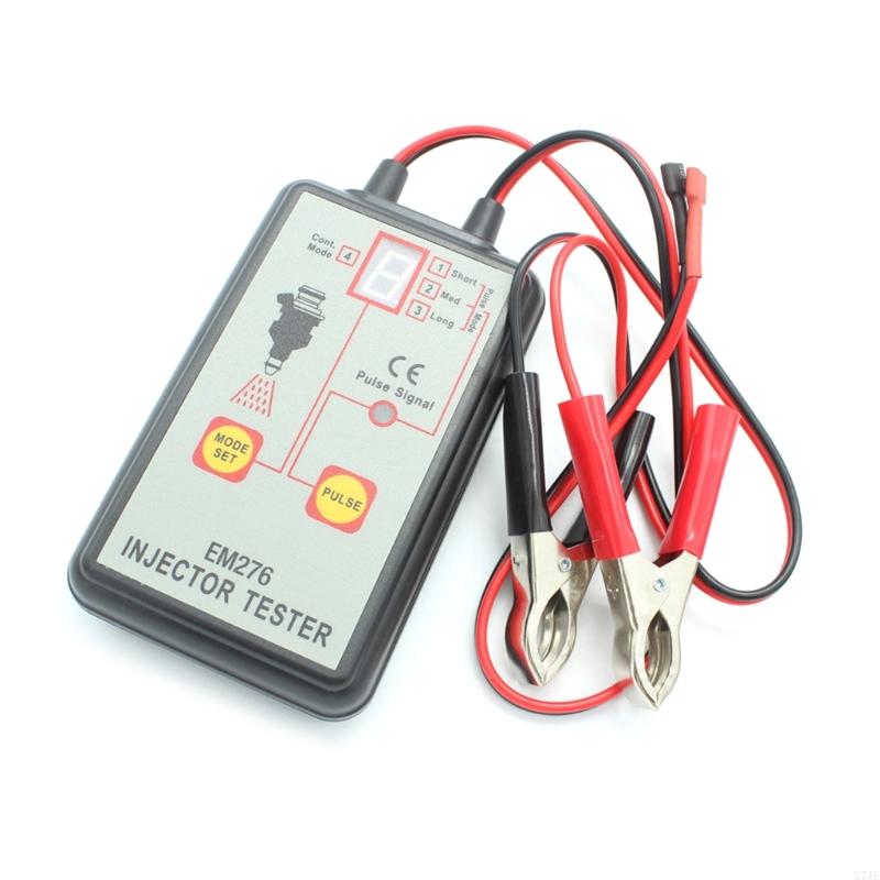 37JE EM276 Auto Injector Tester 4 Pluse Modes & Vehicle Fuels Injector FlushCleaner Adapters DIY Kit Car Cleanings Tool