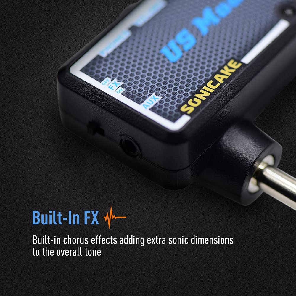 SONICAKE Mini Guitar Headphone Amplifier with Built-in Chorus Effect, USB Rechargeable, US Madness