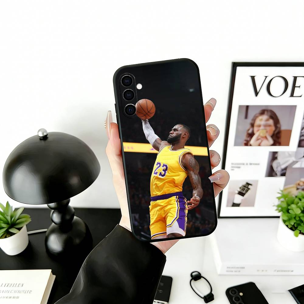 Coque de téléphone L-LeBron J-James Pour Samsung Galaxy A73,A72,A71,A70,A53,A52,A51,Autres Housse Souple Noire