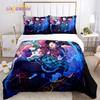Demon Slayer's Japanese Carton Style Children's Print Beding Set with Soft Fabric Duvet Set Comfortable Bed Size Children's Girl Boy Gift