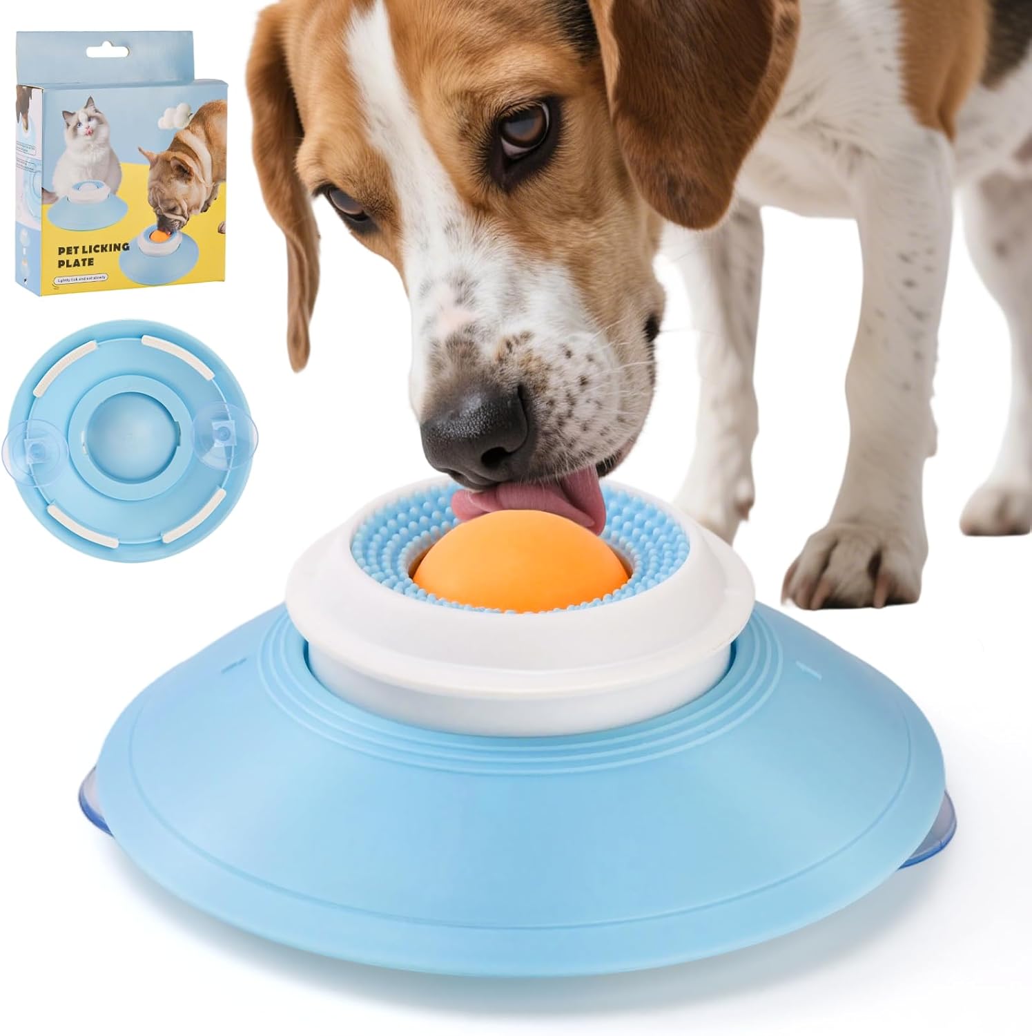 Lick Ball Dog, Lick Toy Dog for Liquid Food, Lick Sphere for Pets with Roll Ball, Dog Lick Ball for Liquid Food, Slow Feeder Lick Bowl for Dogs синий