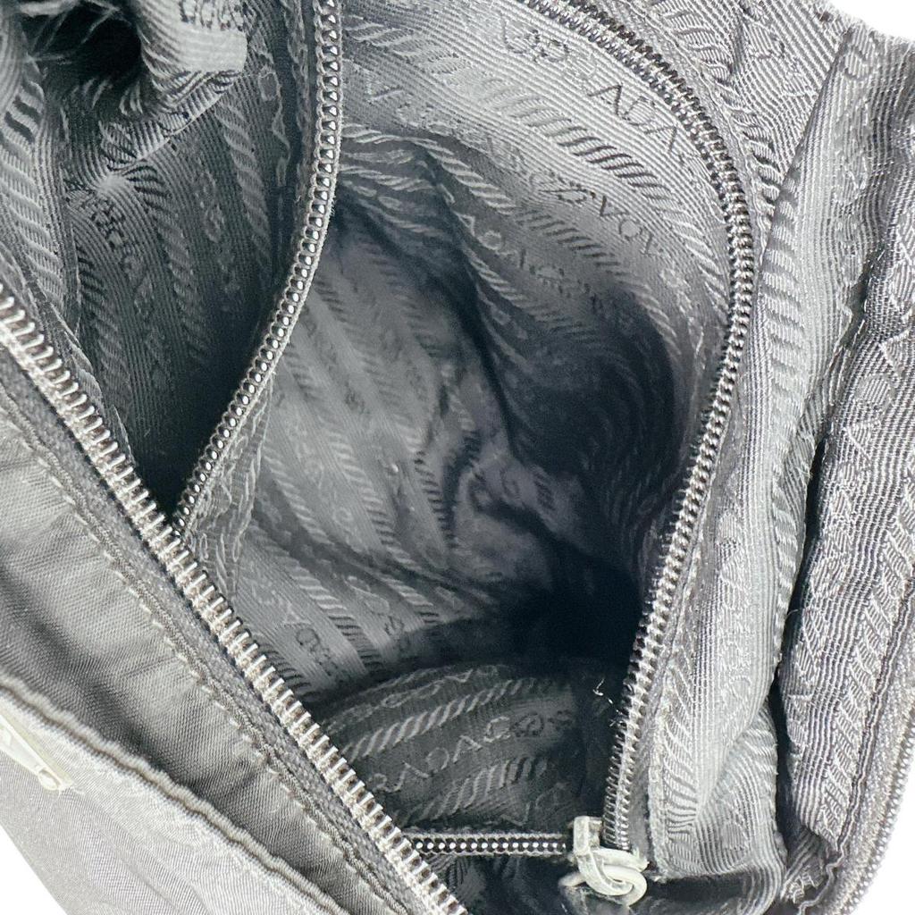 PRADA lightweight Diagonally hung Shoulder Bag Nylon black Women Used