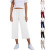 Women Elastic High Waist Pant Casual Fit Wide Leg Long Pants Trousers With Pockets