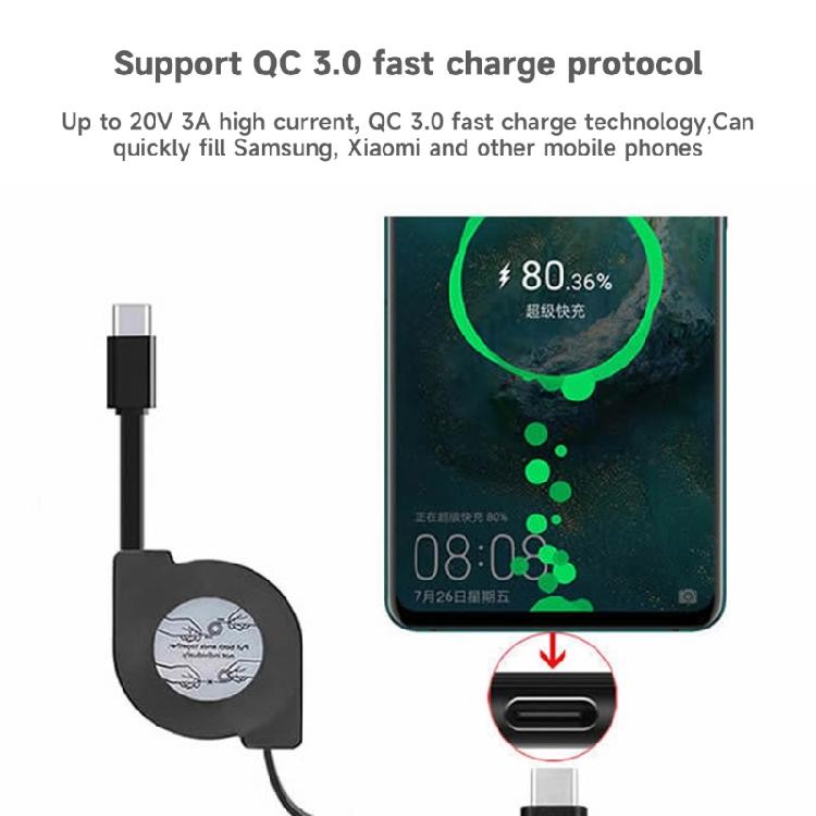 Type C Charging Cable up to 100cm, Supports QC/PD Fast Charging, 60W Power Out