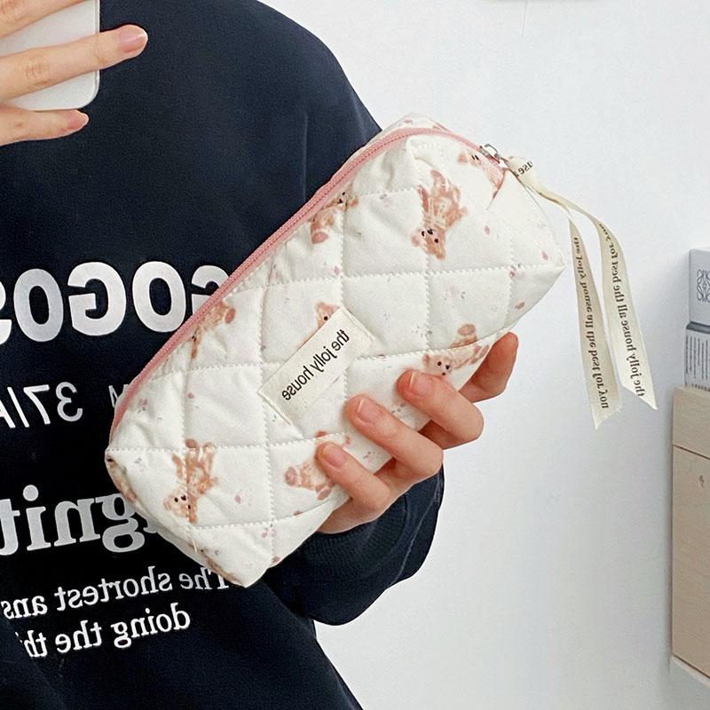 Kawaii Fashion Women Pink Cartoon Bear Makeup Bag Large Capacity Cute Travel Organizer Pouch Bag Ladies Toiletry Storage Handbag