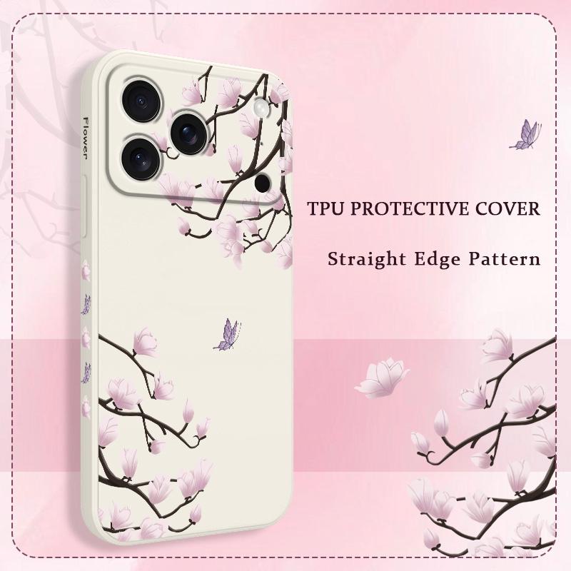 Flower Branch Dance Phone Case For iPhone 17 Air 16 16e 15 14 13 Pro Max Plus Mini Liquid Silicone Soft Cover
