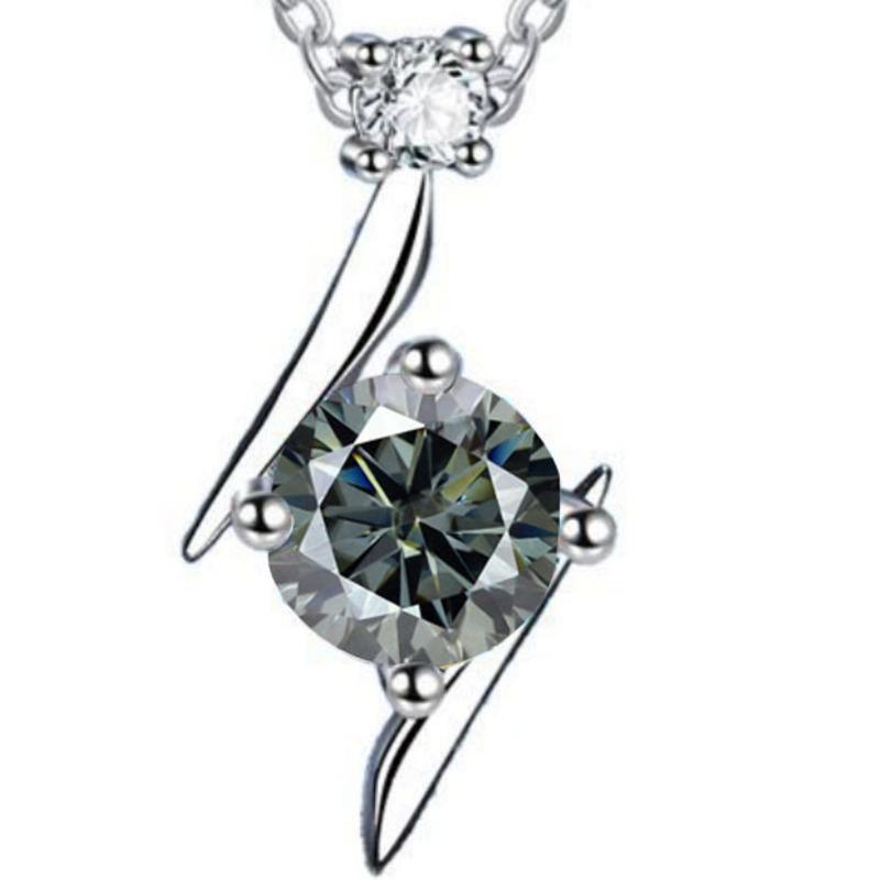 1CT S925 Sterling Silver Moissanite Necklace Lightning Star Pendant D VVS1 Ladies Exquisite Jewelry 6.5mm серый