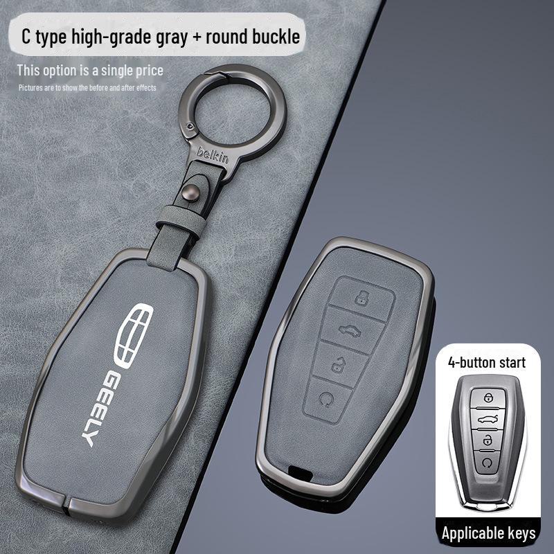 Geely Schlüsselhülle für GL, Emgrand S, Xingyue L, Boyue, Xingrui, Icon, Binyue Cool, Vision X6 - Schnallenetui (Männlich)