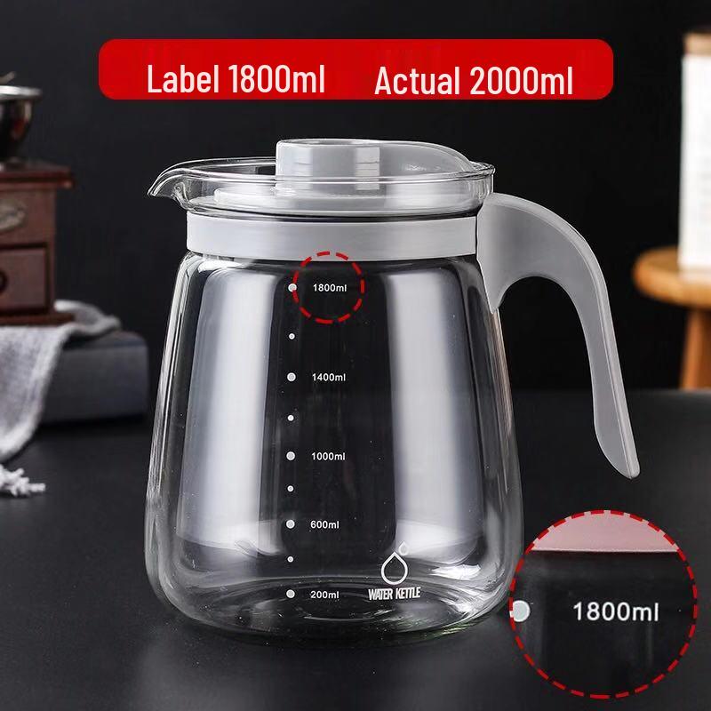 High Temperature Glass Pitcher Set: Nordic Iced Water, Fruit Teapot, Beer, and Cold Brew Pitcher with Scale.