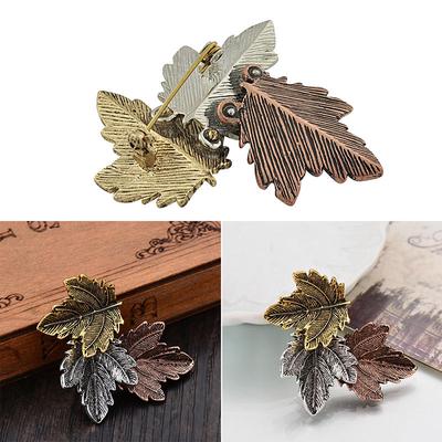 Broche de Hoja de Arce Vintage para Mujer Broches Prendedores Chapados en Oro Plata Fiesta de Baile