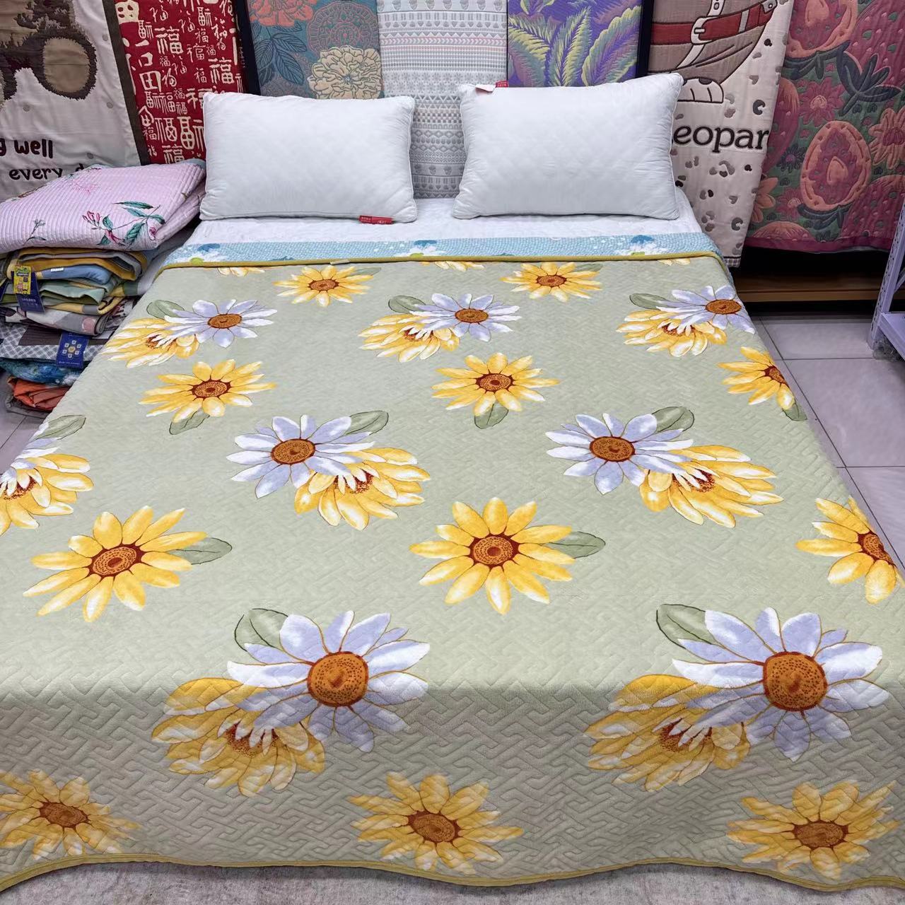 

Покривало з молочного оксамиту. Набір із 3 предметів із бавовняного потовщеного татамі. Ковдра із стьобаного кришталевого оксамиту. 90*200cm жовтий