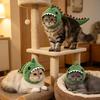 Plush Cats Dinosaur Costume Hat Headgear for Pet Cats, Comfortable Cosplay Headpiece for Party Dressingup, Daily Styling, Fit 3-7Kg