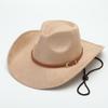 Hot-selling Top Hat, Ethnic Style Cow Label, Western Cowboy Top Hat, Rolled Brim, Retro Riding Hat, Woolen Felt Hat