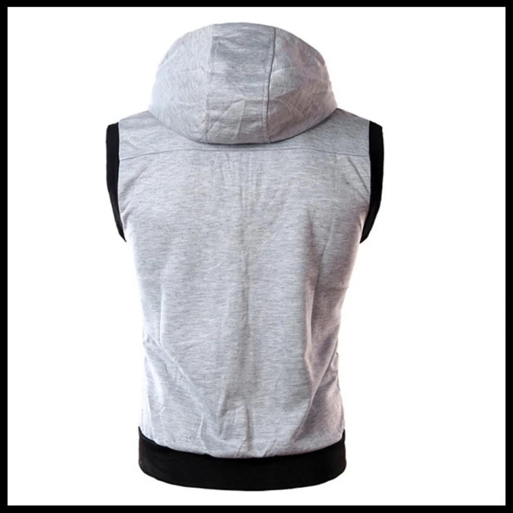Men's Vest Sleeveless Hooded Casual Slim Fit Hooded Zipper Vest