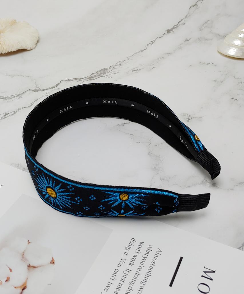 Maia Retro Pearl Headband - Blue