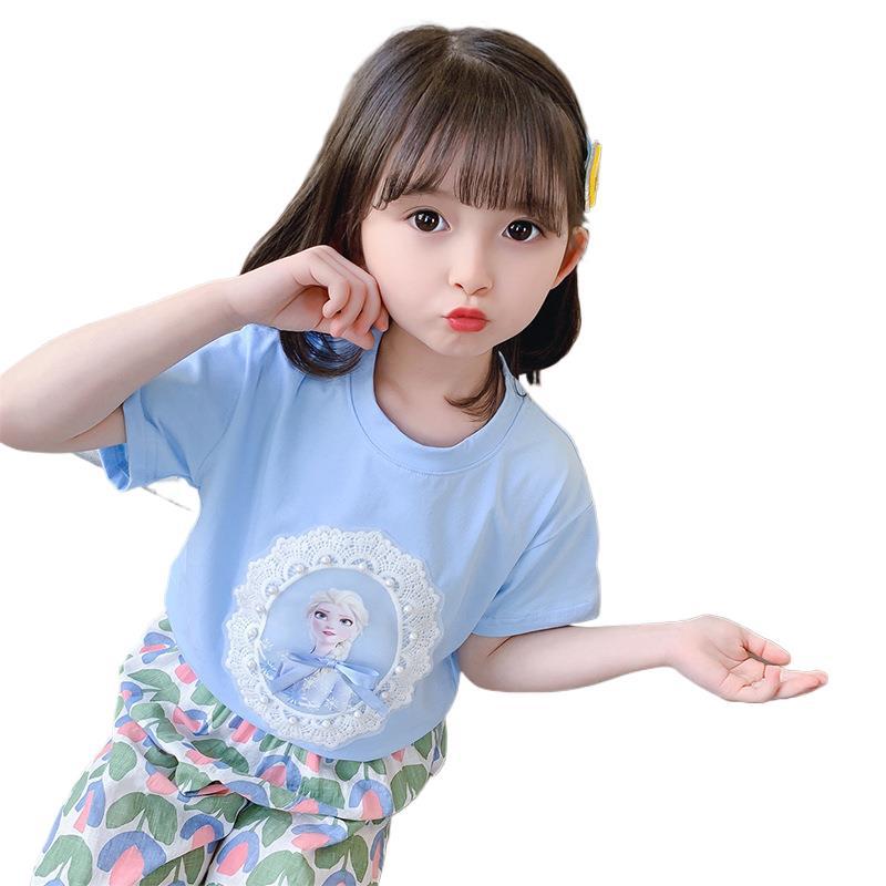 Girls Summer Cartoon Princess Short Sleeve T Shirt Cute Kids Top