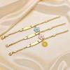 Free Customized Date Name Bar ID Bracelets, Stainless Steel Sunflower Cherry Blossom Personalized Gifts