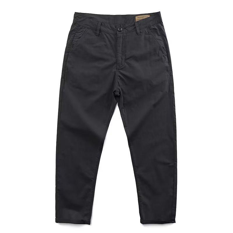 Men's Trendy Solid Color Casual Workwear Pants - Spring/Summer Loose Straight Nine-Point Trousers