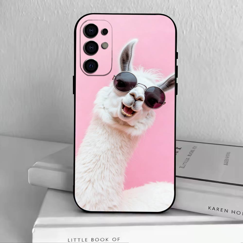 D-Cute Alpaca Phone Case For Samsung S25,S24,S21,S22,S23,S30,Ultra,S20,Plus,Fe,Soft Silicone Black Cover