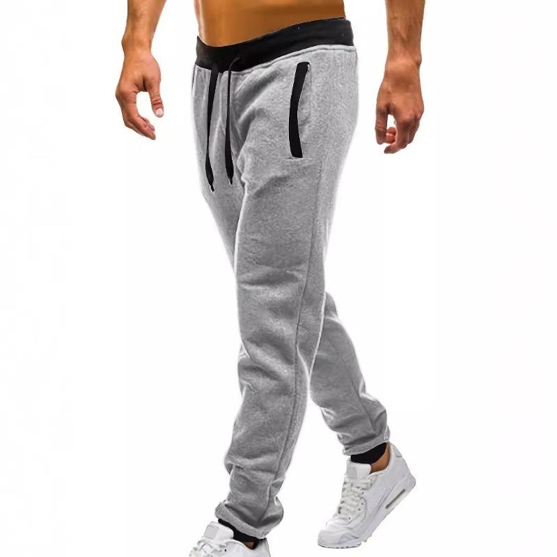 Casual Fleece Men's Pants Youth Stretch Loose-fitting Long Pants with Color Matching