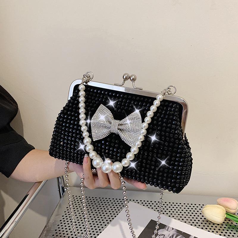 Módní diamantová mašle na večeři, dámská literární kapesní taška přes rameno