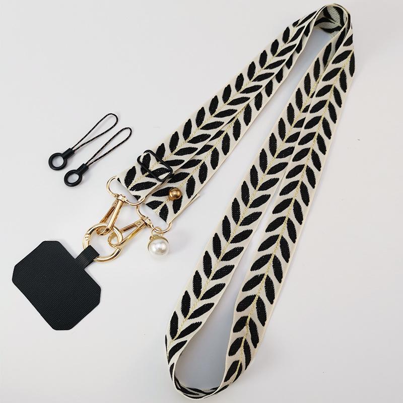 Langes Universelles Verstellbares Blatt-Handy-Lanyard für Damen Crossbody Einzelne Schulter Nackenband Perlenanhänger Hängendes Anti-Verlust-Seil