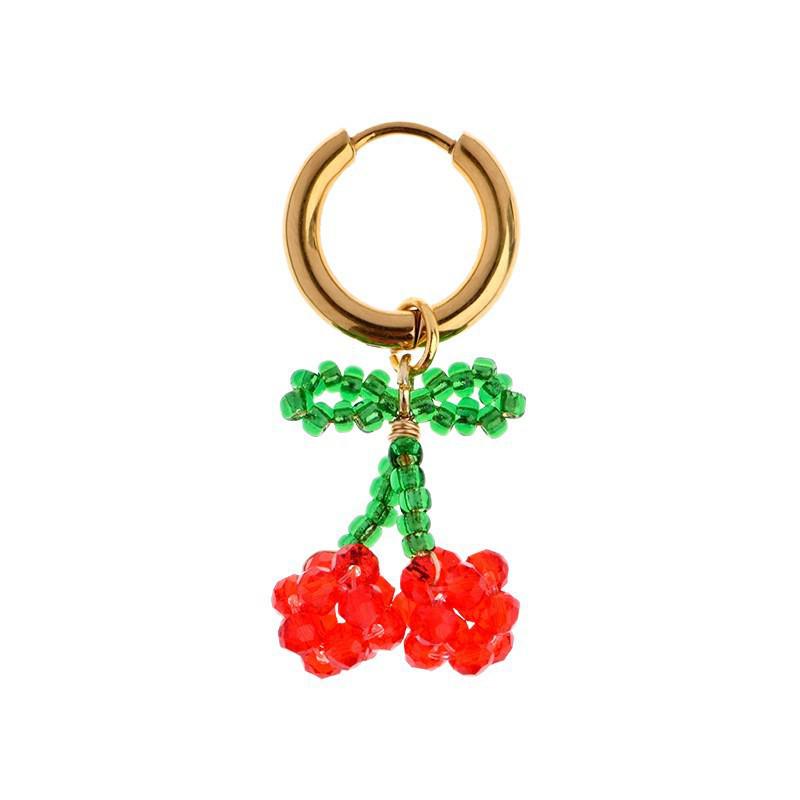 Colorfast Chili & Cherry Stud Earrings: European-American Fashion, Gold-Plated Stainless Steel